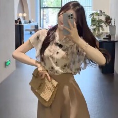 批发中式荷叶设计短袖<b class='q'>衬衫</b>2025夏季新款国风<b class='q'>衬衣</b>盘扣气质显瘦上衣