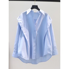 批发早春法式排扣时尚减龄白衬衫女内搭上衣荷叶边宽松衬衫上衣女潮