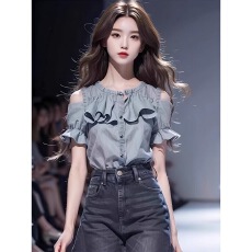 批发新中式轻国风短款<b class='q'>旗袍</b>改良女装2025<b class='q'>新款</b>夏年轻少女小飞袖撞色上衣