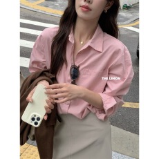批发烟粉色通勤百搭内搭<b class='q'>衬衫</b>2025春季新款法式气质长袖上衣女