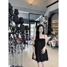 新款系带露背设计衬衫夏季外穿吊带宽松背心黑色无袖气质上衣