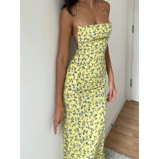 批发2025女夏季新款时尚洋气设计感修身显瘦印花吊带<b class='q'>露背</b><b class='q'>连衣裙</b>女潮