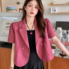 批发夏季小西装衬衣短<b class='q'>外套</b>女2025新款<b class='q'>休闲</b>时尚薄款西服短袖上衣百搭