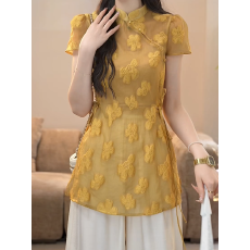 批发新中式<b class='q'>旗袍</b>改良款民族风短袖宽松设计复古气质减龄显瘦女式