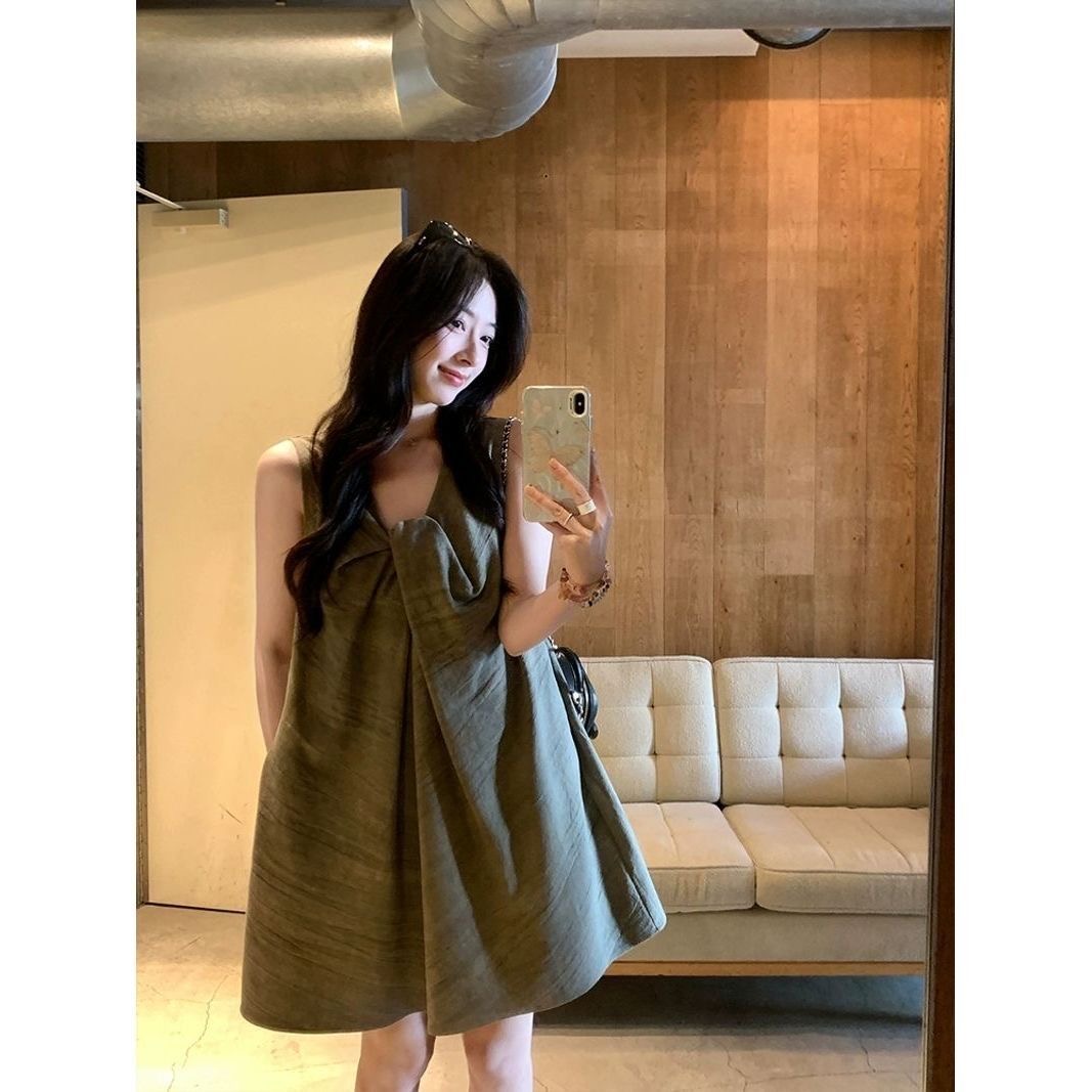 한 부서 미니멀리즘 패션 A라인 스커트 여성 여름 패션 민소매 미니 스커트 ins 프랑스식 품격 연령 감소 조끼 원피스