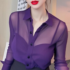 批发<b class='q'>OL</b>防晒衣女春款长袖外搭透视网纱防晒开衫修身薄款<b class='q'>衬衣</b>空调衫