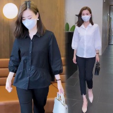 批发爆款衬衣女时尚遮肚子八分袖上衣2026春装衬衫设计感洋气质打底衫