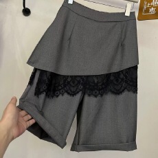 批发设计欧货2025休闲裤<b class='q'>拼接</b>两件裙裤屁帘女大码显瘦蕾丝百搭<b class='q'>打底裤</b>子