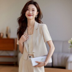 批发职业西装<b class='q'>外套</b><b class='q'>女</b>夏季薄款2026新款高级感短款小个子短袖小西服<b class='q'>外套</b>