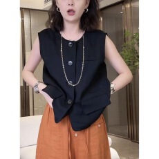 批发夏季新款极简风小香风马甲背心女设计风清凉无袖西装质感<b class='q'>百搭</b>上衣