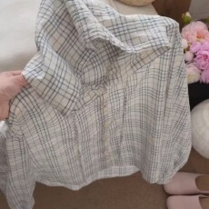 批发防晒衬衫2026别致很仙的甜美风蓝色格纹连帽衬衫女早春韩系
