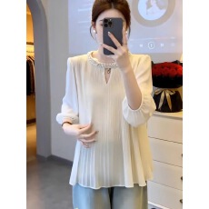 批发独特漂亮重工镶钻中袖衬衫夏季<b class='q'>大码</b>女装<b class='q'>胖</b><b class='q'>mm</b><b class='q'>宽松</b>遮肚子雪纺衫上衣