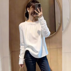批发欧货潮流长袖衬衫纯色简约百搭打底衫小众独特别致洋气减龄上衣女