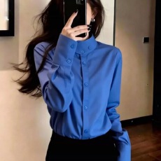 批发2026早春新品蓝色衬衫女气质减龄百搭时尚修身显瘦长袖舒适上衣潮