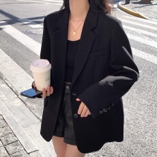 批发黑色西装<b class='q'>外套</b>女小个子2024秋季新款韩版流行高级感休闲气质小西服