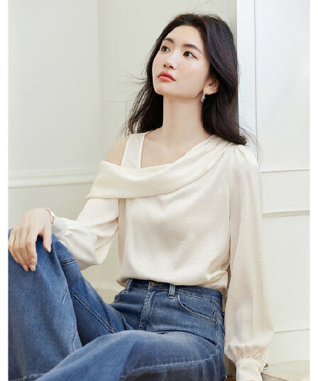 2026 년 가을 품격 흔들다 칼라 오프숄더 작은 셔츠