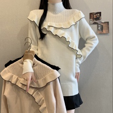 批发新款时尚一体加绒长袖针织衫<b class='q'>大码</b>毛衣打底衫秋冬内搭加厚上衣洋气