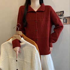 批发2025新款韩版高级慵懒感时尚高领羊毛针织开衫女洋气百搭毛衣外套