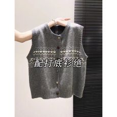 批发北极绒原版做法天猫抖音质量！针织马甲单排扣叠穿背心坎肩毛衣女