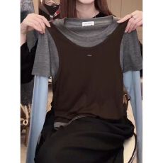 批发百搭通勤假两件<b class='q'>背心</b>叠穿上衣