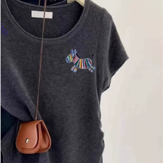 批发高级感女装黑灰色针织<b class='q'>T</b><b class='q'>恤</b>女休闲百搭上衣