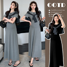 批发实拍现~2026新款夏季韩版时尚气质中长款条纹针织披肩+连衣裙套