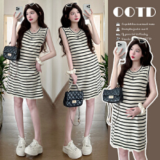 批发实拍现~2026夏季新品百搭懒人条纹裙通勤日常条纹背心裙<b class='q'>连衣裙</b>