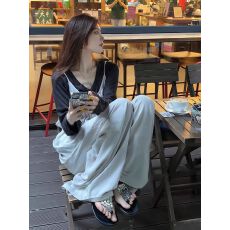 批发春季上新现~2026早春简约<b class='q'>百搭</b>T+时尚韩版网红背带裤两件套