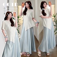 批发实拍~2026夏季<b class='q'>时尚</b>简约舒适慵懒高级气质<b class='q'>孕妇</b><b class='q'>吊带裙</b>+外杉套装