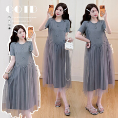 批发实拍~春季上新2026小众文艺显瘦网纱针织孕妇装<b class='q'>连衣裙</b>