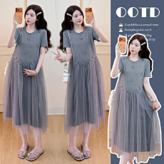 批发实拍~春季上新2026小众文艺显瘦网纱针织孕妇装<b class='q'>连衣裙</b>