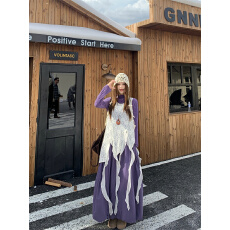 批发实拍实价 复古宽松纯色叠穿毛衣马甲+长袖T恤+百搭花苞裙