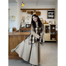 批发实拍实价吊带格子背心+格子花边打底衫+阔腿裤