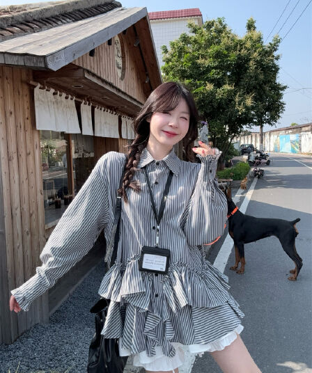 실사 한 부서 디자인 센스 긴팔 루즈핏 슬림해 보이는 패치워크 셔츠