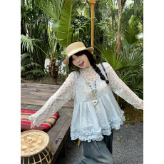 批发实拍 百搭叠穿蛋糕背心网纱裙+防晒打底衫+牛仔裤