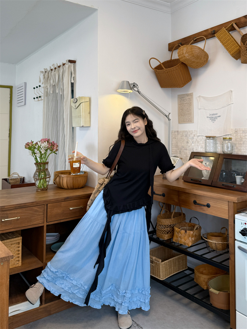실사 다용도 슬립 불규칙 디자인 센스 티셔츠 다용도 반신 스커트
