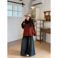 批发实拍 复古红 立体勾花马甲+提花蕾丝百搭打底+<b class='q'>牛仔</b>裤