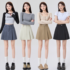 批发实拍洗水牛仔百褶<b class='q'>半身裙</b>女2026春夏新款高腰显瘦防走光A字<b class='q'>短裙</b>