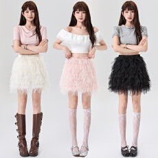 批发实拍蕾丝花边网纱蓬蓬<b class='q'>半身</b>裙女春夏高腰显瘦防走光A字蛋糕短裙