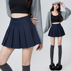批发实拍韩版百褶半身裙女秋季新款高腰显瘦<b class='q'>百搭</b>学院风防走光A字短裙