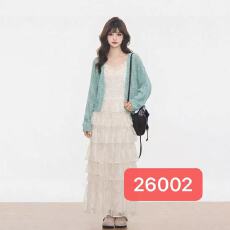 批发新品WESTAYONE薄荷绿<b class='q'>毛衣</b>开衫+蕾丝蛋糕吊带连衣裙女春夏<b class='q'>新款</b>