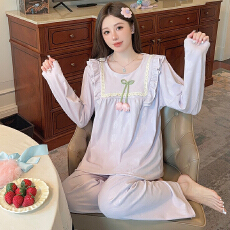 批发德绒睡衣女秋冬甜美公主风长袖长裤加肥大码220斤胖MM家居服外穿