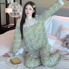 批发云朵棉睡衣女春秋季甜美公主风带胸垫<b class='q'>长袖</b>长裤加大码220斤<b class='q'>家居服</b>