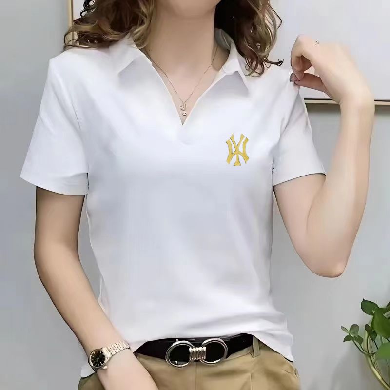 새로운 자수 맨위 POLO 칼라 여성 티셔츠 210 그램 40 1 1 리브 면 92 면 8 암모니아 Lun