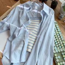 批发两件套雪纺衣女后开叉外穿夏季透气防晒衣遮阳<b class='q'>雪纺衫</b>外搭薄衬衫潮