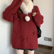 批发围脖大毛领毛衣女2025新款冬季大码<b class='q'>胖</b><b class='q'>mm</b><b class='q'>高级</b>感针织衫减龄上衣