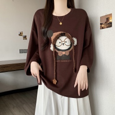 批发大码女装慵懒风卡通刺绣短款卫衣女宽松休闲<b class='q'>百搭</b>长袖上衣<b class='q'>外套</b>潮