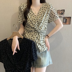 批发薄款短袖T恤女2026夏季新款胖mm洋气减龄小衫不规则上衣