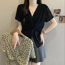 批发薄款短袖T恤女2026夏季新款胖mm洋气减龄小衫不规则上衣