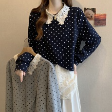 批发大码假两件娃娃领蕾丝拼接卫衣女秋<b class='q'>冬</b>微胖MM宽松显瘦洋气上衣